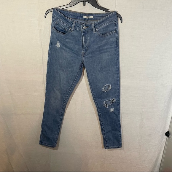 Levi's Women's 711 High Rise Skinny Leg Tailored Distressed Jeans Size 28 - Picture 1 of 14